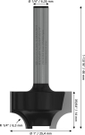 Profile cutter E 1/4" R1 6.3 mm D 25.4 mm, L 14 mm, G 46 mm Bosch 2.608.628.424