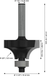 Quarter round cutter 1/4 R1 9.5 mm D 31.8 mm, L 16.2 mm, G 57 mm Bosch 2.608.628.422