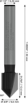 V-groove cutter 1/4" D1 9.5 mm, L 12.4 mm, G 45 mm, 90° Bosch 2.608.628.631