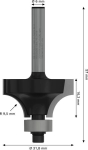 Rounding cutter 6 mm R1 9.5 mm, D 31.8 mm, L 16.2 mm, G 57 mm Bosch 2.608.628.457