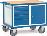 Tischwagen 1 Boden, 1 Schrank, 4 Schubl. Ladefläche 1000 x 700 mm max. 600 kg, TPE-Bereift, Fetra 2476