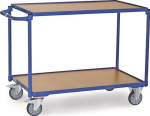 Tafelwagen, horizontale duwbeugel 2 planken 1200x800 mm, glanzend blauw max. 300 kg, Fetra 2946
