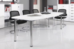 Conference table WxDxH 2200x1030x720-740 mm, white Chrome-plated table legs