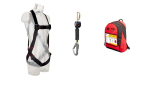 Valbeveiligingsset met veiligheidsharnas 2m valbeveiliger met steigerhaak 3M Protecta Premium Set in een rugzak