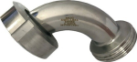 90° MT/VT tapered spigot DN80, with ÜWM on MT, AG on VT SS AISI 316, milk pipe fitting