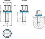 Hexagon head screw hygienic design GN 1580-M4-12-PL-E Stainless steel & EPDM sealing ring