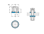 Sechskantmutter hygienic design GN 1580-M4-MT-H Edelstahl & HNBR-Dichtring