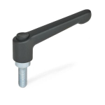 Spanhendel GN 303.2-30-M4-12-SW-S Zwart handvat, zwarte knop
