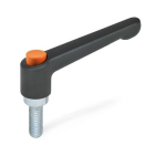 Klemmhebel GN 303.2-30-M6-16-SW-O Griff schwarz, Knopf orange