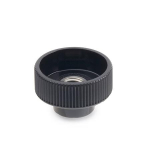 Knurled hollow nut GN 420-M4-NI PA black, stainless steel socket