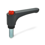 Adjustable clamping lever with screw GN 600-30-M5-10-DRT flat