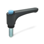 Adjustable clamping lever with screw GN 600-44-M5-16-DBL flat