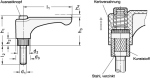 Klemmhebel verstellbar mit Schraube GN 600-63-M8-25-DGR flach