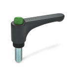 Adjustable clamping lever with screw GN 600-78-M8-20-DGN flat