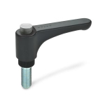 Adjustable clamping lever with screw GN 600-78-M8-45-DGR flat