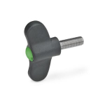 Vleugelschroef, roestvrij staal, groene dop GN 633.1-48-M8-20-DGN