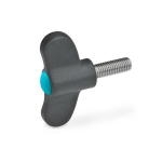 Vleugelschroef, roestvrij staal, blauwe dop GN 633.1-40-M5-16-DBL