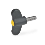 Vleugelschroef, roestvrij staal, gele dop GN 633.1-40-M8-30-DGB