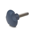 Drie-sterren grijpschroef GN 5342-40-M8-20-MDB metaaldetecteerbaar, blauw