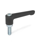 Adjustable clamping lever GN 302.2-22-M3-16-SW straight version, black