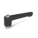 Adjustable clamping lever GN 302.2-22-M3-SW straight version, black