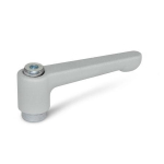 Adjustable clamping lever GN 302.2-22-M4-SR straight version, silver