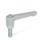Adjustable clamping lever GN 302.2-22-M5-32-SR straight version, silver