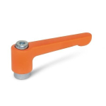 Adjustable clamping lever GN 302.2-22-M5-OS straight version, orange