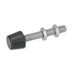Stainless steel pressure screw GN 708.1-M4-23-A-NI with rubber buffer edged
