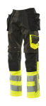 Trousers with knee & hanging pockets Size 52 L82, black/ yellow, MG290 Mascot Safe Supreme