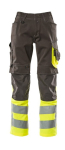 trousers with kneepad pockets Gr.52 L82, dark anthracite/yellow, MG290 Mascot Safe Supreme Leeds