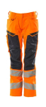 Broek met hoge zichtbaarheid voor dames Maat 52 L82, Hi-vis oranje/zwart-blauw Mascotte Versnellen Veilig 19578