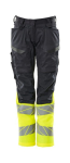 Damen Hose Knietaschen, Stretch Schwarzblau/Hi-vis Gelb Mascot Accelerate Safe 19678