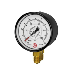 Drukverschilmeter AG 1/2", D100 bar, messing wijzer Staal met parallelle spigotverbinding