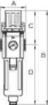 Filterregelaar serie GA-mini 5 µm, BG 200, G1/4, 1,5 - 9 bar Beschermkooi, montagebeugel,