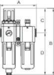 Onderhoudseenheid serie GA, 2-delig IG 3/8", 1,5-9 bar, BG 300 Polyca.be., beschermkap, halfaut. afvoer v.