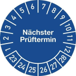 Meerjarige keuringssticker Ø 20 mm 100 badges Volgende testdatum 2023-2028