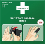 Pleisters en verband zwart, elastisch, rol 6 cm, L=4,5 m Cederroth Zacht Schuim