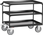 Table trolley 3 sheet metal trays Loading area 850 x 500 mm, max. 400 kg TPE tyred, Fetra 4830/7016