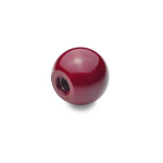 Ball knob without socket DIN 319-KU-30-M6-C-RT PF red, internal thread