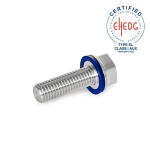 Sechskantschraube hygienic design GN 1581-M4-8-MT-H Edelstahl & HNBR-Dichtring