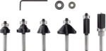Edge milling cutter set 6-piece, 1/4" shank. for hand routers Bosch 2.607.017.470