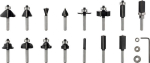 Fräser-Set 15-teilig, 1/4"-Schaft. für Handfräsen Bosch 2.607.017.473