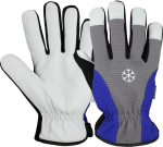 Handschuhe, Winter Schafsnappaleder grau/blau Helsinki