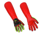 Handschoenen PVC chemische bescherming Maat L=45 rode TPR stootbescherming Ansell Ringers 075