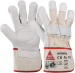 Handschuhe, Canvas Stulpe Rindnarbenleder, natur/beige Bremen