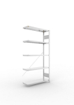 Anbauregal 1-zeilig, Rahmen zerlegt HxLxT 2000x1000x300 mm, verzinkt Meta Clip S3 AR 230/1100 kg 5 Böden