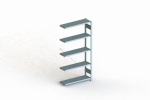 Anbauregal 1-zeilig, Rahmen zerlegt HxLxT 2000x1000x300 mm, verzinkt Meta Clip S3 AR 230/1100 kg 5 Böden