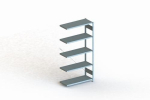 Anbauregal 1-zeilig, Rahmen zerlegt HxLxT 2000x1000x400 mm, verzinkt Meta Clip S3 AR 230/1100 kg 5 Böden