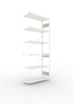 Anbauregal 1-zeilig, Rahmen zerlegt HxLxT 2500x1000x400 mm, grau RAL 7035 Meta Clip S3 AR 230/1650 kg 6 Böden
